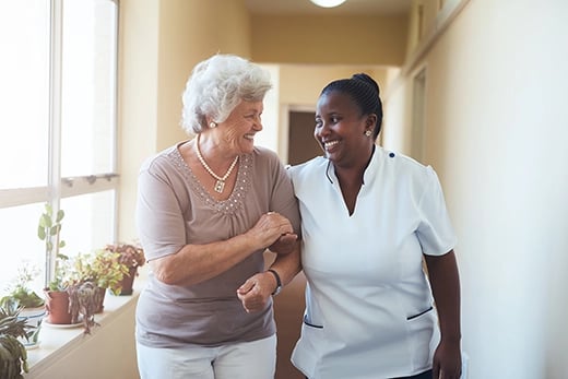 Care worker with resident