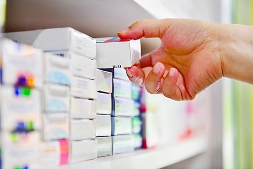 Selecting medication on shelf